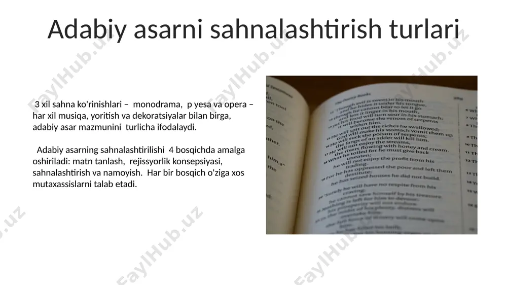 badiiy asarlar sahnalashtirish turlari va usullari - Page 5