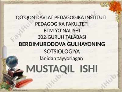 deviant xulq-atvor muammosini o’rganish sotsiologiyasidan ilmiy yo’nalish sifatida — PPTX