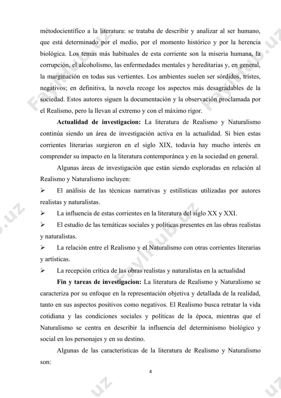 es de la realidad. 4. experimentación con nuevas formas de narrativa y estructura. 5. crítica social y política. para investigar más sobre este tema, se pueden llevar a cabo las siguientes tareas: 1. investigar la importancia de autores clave del periodo como gustave flaubert, émile zola, benito pérez galdós, y otros en el desarrollo del realismo y naturalismo literarios. 2. analizar cómo el contexto social y político de la época influyó en la producción literaria realista y naturalista. 3. comparar y contrastar las diferencias entre el realismo y el naturalismo en términos de temas, enfoques y técnicas literarias. 4. explorar la influencia de la ciencia y la filosofía en la literatura naturalista. objeto de investigacion: la literatura de realismo y naturalismo es un tema de investigación que abarca un periodo específico en la historia de la literatura, generalmente ubicado en la segunda mitad del siglo xix. estos movimientos literarios surgieron …