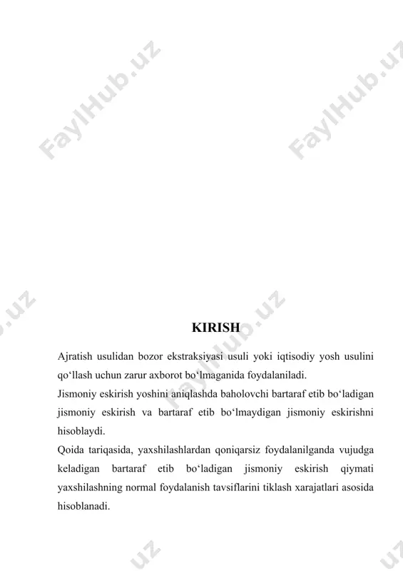 e’yorlari, shaharsozlikka oid cheklashlar, qurilish me’yorlari va qoidalari hamda yuridik cheklashlarni hisobga olgan holda tahlil qiladi; foydalanishning ruxsat etilgan variantlaridan mazkur er uchastkasida jismonan amalga oshirish mumkin bo‘lganlarini er uchastkasining fizik tavsiflari, atrofdagi imoratlar va er uchastkasiga tutash hududdagi ijtimoiy vaziyatni hisobga olgan holda qoldiradi; er uchastkasidan foydalanishning jismonan amalga oshirish mumkin bo‘lgan va qonun yo‘li bilan ruxsat etilgan variantlarining moliyaviy samaradorligini qurilish yoki yaxshilashlarni rekonstruksiya qilish xarajatlarini va ko‘chmas mulk ob’ekti yaratishi mumkin bo‘lgan daromadlarni hisobga olgan holda tahlil qiladi; joriy qiymati eng katta bo‘lgan ko‘chmas mulk ob’ektidan foydalanish variantini eng samarali foydalanish sifatida tanlaydi.eng maqbul va eng samarali foydalanish tahlilini amalga oshirishda baholovchi baholash sanasida ko‘chmas mulk ob’ektiga xos bo‘lgan va odatdagi investorlar tomonidan qabul qilinadigan foydalanish variantlarini o‘rganishi lozim.yaxshilashlar mavjud bo‘lgan er uchastkasidan eng maqbul va eng samarali foydalanish tahlili mavjud qurilmalarni o‘zgartirishning quyidagi variantlarini hisobga olgan holda amalga oshiriladi: mavjud yaxshilashlardan o‘zgartirmasdan foydalanish; mavjud yaxshilashlarni rekonstruksiya …