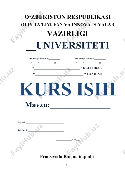 fransiyada burjua inqilobi kurs ishi — DOCX