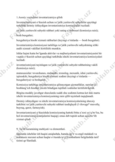 asosiy vositalarni inventarizatsiya qilish — DOCX