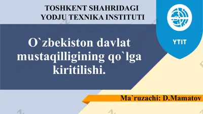 o`zbekiston davlat mustaqilligining qo`lga kiritilishi — PPTX