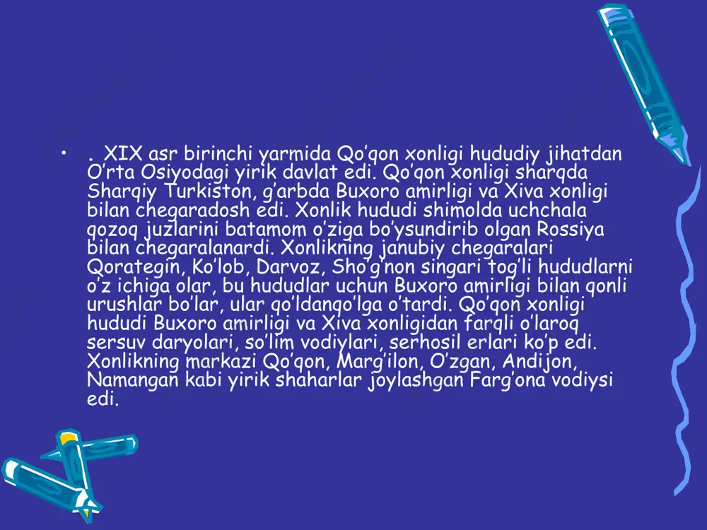 ’ratepa va xo’jand uchun urush borayotgan edi. amir nasrullo qo’qon qo’shinini tor-mor etib, jizzax, o’ratepa va xo’jandni o’z tasarrufiga kiritadi. endi qo’qon sari otlandi. ayni paytda, 1841 yilda muhammad alixonning zulmiga qarshi qo’qon shahar aholisi qo’zg’olon ko’tardi. xon o’rdadan qochib ketdi. qo’zg’olonchilar talabiga binoan bir necha aybdor shaxslar qatl etildi. xalq buxoro amiri nasrulloning qo’qonga xujum qilmoqchi bo’lganligini eshitgach qo’zg’olonni to’xtatdilar. buxoro amiri o’z qo’shinlari bilan qo’qonga yaqin joylashgan beshariqqa kelganda muhammad alixon elchilar orqali amir nasrulloga qimmatbaho sovg’alar yuborib, xo’jandni amirga topshiradi va o’zini buxoro amirining noibi deb tan oladi. amir nasrullo esa buxoroga qaytib ketadi. o’z taxtini saqlab qolgan muhammad alixon o’ziga yoqmagan kishilarni yana ta’qib etish, qatl qilishni davom ettirdi. poytaxtda yana norozilik kuchayib, qo’zg’olon boshlandi. nihoyat, 1841 yil noyabr oyida muhammad alixon taxtdan voz kechishga majbur bo’ladi va uning ukasi sulton mahmud xon bo’ladi. 1842 yili buxoro amiri nasrullo qo’qonga qarshi o’z qo’shinlarini safarbar etdi. qo’qon …