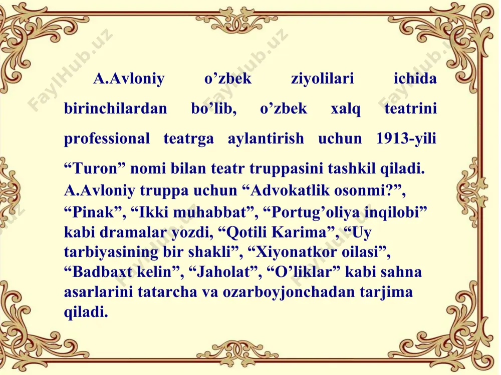 uhammad ibn muso al – xorazmiy “tanlangan asarlar” .toshkent . 1983y 78b 3. oʻzbek pedagogika tarixi .toshkent >.1997y .60 - 70 betlar. bobojonov.d, abdurasulov.m “abadiyat farzandlari”.2009y. 30b image6.png image7.jpeg image8.png image9.jpeg image10.jpeg image1.jpeg image2.jpeg image3.jpeg image4.png image5.png