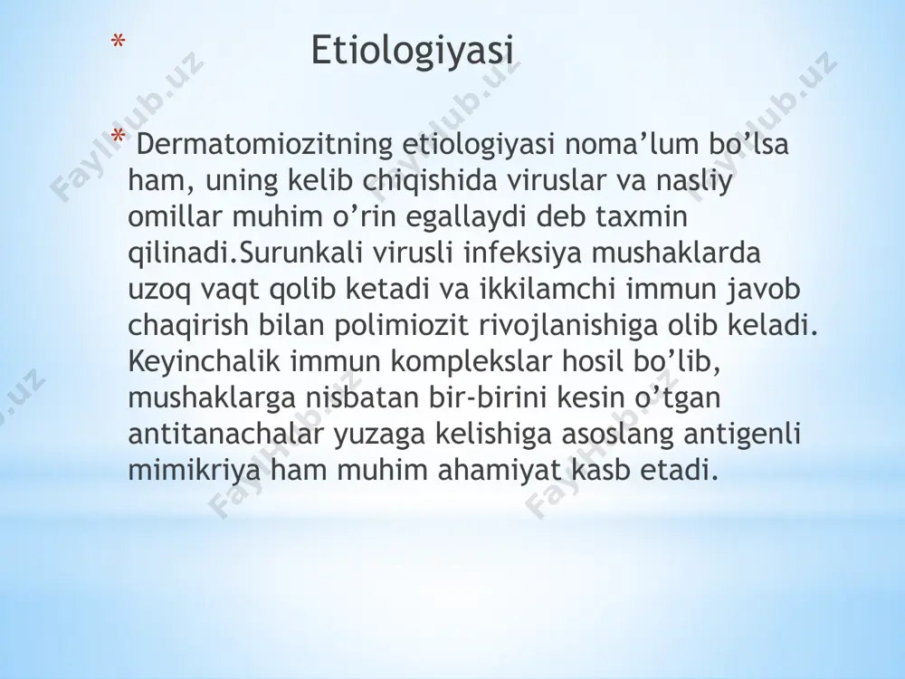 klar (azatioprin, siklofosfamid va boshqalar); > nyqp aminoxinolin guruhiga kiruvchi preparatlar (delagil, plakvenil) bizda xozrcha shular e’tiboringiz uchun raxmat. image1.png image2.jpg image3.png image4.png image5.png image6.png image7.png /docprops/thumbnail.jpeg