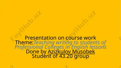 presentation on teaching writing to students of professional colleges in english lessons — PPTX