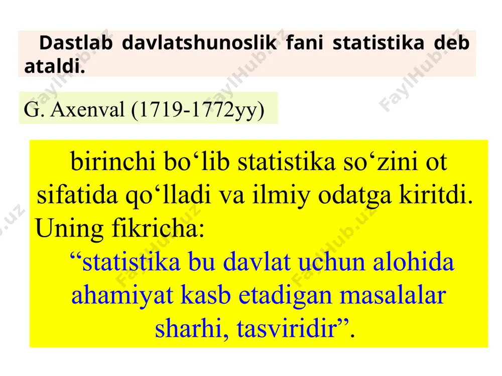 ‘ladigan qonuniyatlarni oydinlashtirishda ishlatiladigan o‘ziga xos uslub, ya’ni statistika fani va amaliyotida qo‘llanadigan yo‘llar, usullar, vositalar majmuasi. ommaviy hodisa va jarayonlarning miqdoriy nisbatlarini aniqlash, ularda namoyon bo‘ladigan qonuniyatlarni oydinlashtirish maqsadida amalga oshiriladigan statistik tadqiqotlar bir necha bosqichlarga, ular esa fazalarga bo‘linadi. bosqich va fazalar o‘zining maqsadi, vazifalari va xususiyatlari bilan bir biridan ajralib turadi. analitik statistika bosqichi tasviriy statistika bosqichi statistik tadqiqot bosqichlari: bu bosqichda quyidagi asosiy maqsad va vazifalar ko‘zlanadi: o‘rganilayotgan obyektlarni spetsifikatsiyalash, ular haqida ma’lumotlar to‘plash va qayta ishlash, ommaviy hodisa va jarayonlarning miqdoriy me’yorlarini tavsiflovchi ko‘rsatkichlarni hisoblash, ularni ko‘rkam va ixcham shaklda va zarur hollarda so‘z bilan tavsiflash. tasviriy statistika bosqichi bu bosqichda esa ko‘rsatkichlarni statistik tahlil qilish, ular orasidagi sabab-oqibat bog‘lanishlarni aniqlash va baholash, o‘rganilayotgan obyektlar taqsimotlaridagi qonuniyatlarni oydinlashtirish, ilmiy gipotezalarni ishonchlilik jihatdan baholash va statistik xulosalarni chiqarish va hokazolar asosiy maqsad va vazifalar hisoblanadi. analitik statistika bosqichi statistika vazifalar i mamlakat iqtisodiyoti oldida turgan vazifalar …