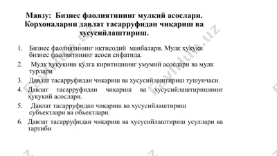 бизнес фаолиятининг мулкий асослари — PPTX