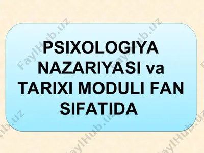 psixologiya nazariyasi va tarixi — PPT