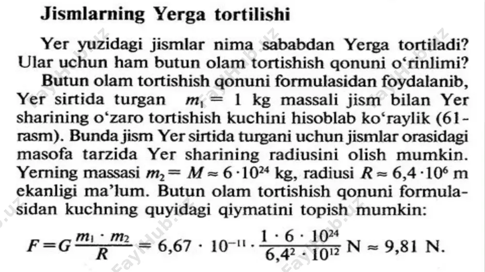 butun olam tortish qonuni va jismlarning og'irligi - Page 3