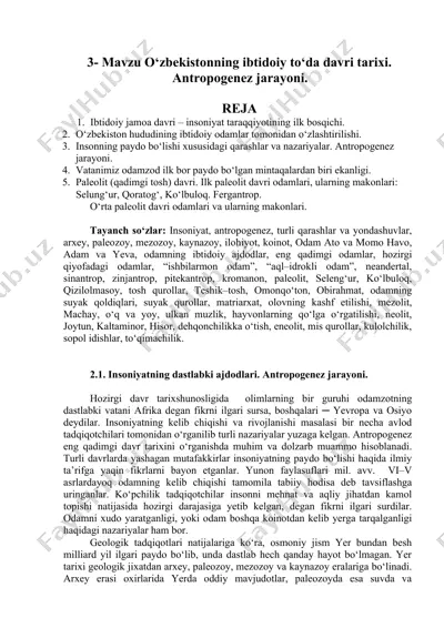 ibtidoiy to‘da davri tarixi — DOC