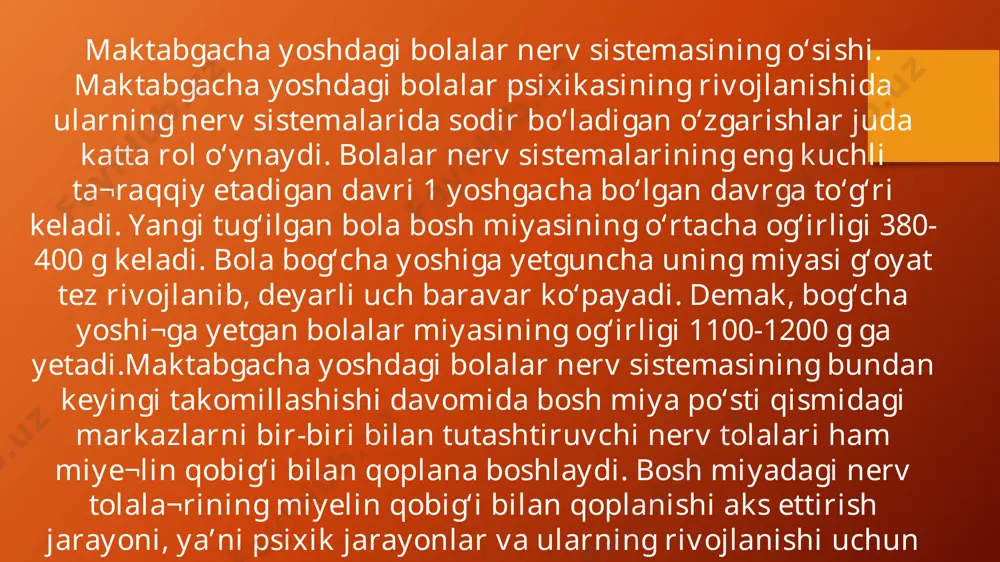 odda bilan qilinadi. bog‘cha yoshidagi bolalarning o‘yin faoliyatlari. bolalar o‘yinining psixologik xususiyatlari. bog‘cha yoshidagi bolalarni eng asosiy va etakchi faoliyatlaridan biri o‘yindir . etakchi faoliyat deb bolaning ayni shu yoshida tez – tez ko‘zga tashlanib turadigan xatti – harakatiga aytamiz. etakchi faoliyat shunday faoliyatki, bu faoliyat tufayli bolaning psixik jihatdan o‘sishida jiddiy o‘zgarishlar yuz beradi. boshqacha qilib aytganda , mana shunday asosiy faoliyat jarayonida bolaning barcha psixik prosesslari anchagina o‘sadi. o‘yin bola hayotida mana shunday asosiy faoliyatlardan biridir. o‘yin shu qadar universial, shu qadar ko‘p qirrali va qudratli faoliyatdirki, barcha yoshdagi bolalarni o‘yindan boshqa kamolga etkazishni tasavvur etish qiyin. bolalar o‘yin faoliyatlarining mohiyati rus psixologlaridan l.s. vigotskiy , s.k.rubinshteyn , a.n.leontev, e.a.arkin, d.b. elkonin va boshqalarning asarlarida ilmiy asosda yoritib berilgan. rus psixologlari o‘z asarlarida burjua psixologlarining o‘yin nazariyalarini qattiq tanqid ostiga olishlari bilan birga bolalar o‘yin faoliyatlarining mohiyatini materialistik asosda ilmiy nuqtai nazardan tushuntirib berganlar. bu jihatdan , xususan, …