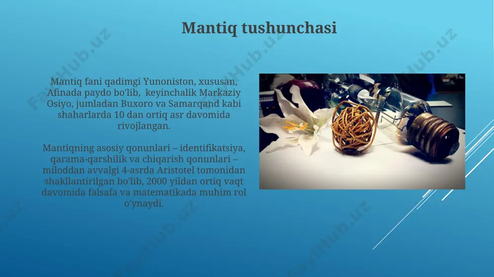 bo'lsa ham, qolgan 5 nafar talaba ham o'tishi shart emas, bu esa buxoro shahridagi oliygohlarda ham kuzatilishi mumkin. fikr qonunlari fikr qonunlarining 3 ta asosiysi – identifikatsiya, qarama-qarshilik va yetarli asos – aristotel tomonidan miloddan avvalgi 4-asrda, qadimgi yunonistonda shakllantirilgan bo'lib, hozirgi zamon mantig'i va falsafiy fikrlashning poydevorini tashkil etadi. fikr qonunlarining amaliy qo'llanilishi dunyoning 150 dan ortiq mamlakatlarida huquqiy tizimlar, matematik dalillar va ilmiy tadqiqotlarda kuzatiladi, ularning muhim ahamiyatini ko'rsatadi. falsafa tarixi markaziy osiyoda 15-asrda falsafa tarixi bo'yicha 30 dan ortiq qo'lyozma asarlar saqlanib qolgan bo'lib, ularning ko'pchiligi yunon va arab falsafasiga bag'ishlangan. 19-asrning oxiri 20-asrning boshlarida, rossiya imperiyasi hududida falsafa tarixini o'rganishga yangi metodologiyalar va 5 dan ortiq yirik universitetlar jalb qilingan. falsafa falsafa, islom olamida "kalom" ilmi bilan chambarchas bog'liq bo'lib, 7 ta asosiy masala atrofida tortishuvlarga sabab bo'lgan, jumladan, xudo mavjudligi, olamning yaratilishi va insonning maqsadi kabi murakkab falsafiy muammolarni tahlil qilgan. falsafa, qadimgi yunonistonda tug'ilib, …