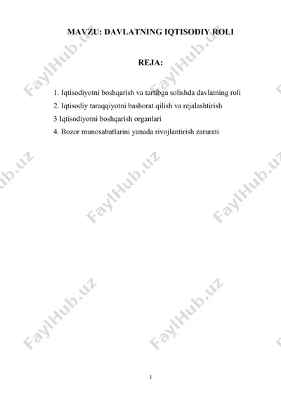 davlatning iqtisodiy roli — DOC