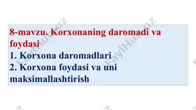 korxona daromadi — PPTX