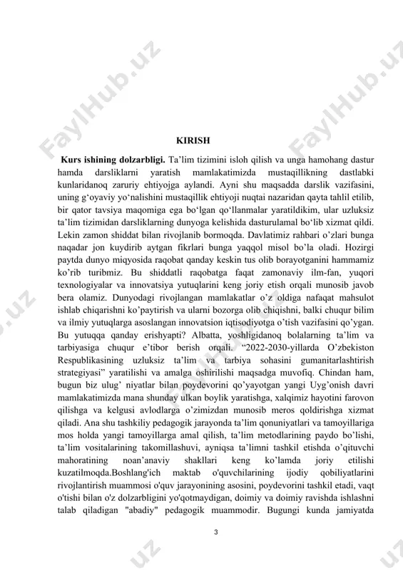 оlayotgan yoshlarning bilim darajasiga bоg’liq. ijodkor shaxslar har doim sivilizatsiya taraqqiyotini belgilab bergan, yangilik, noan'anaviylik bilan ajralib turadigan moddiy va ma'naviy qadriyatlarni yaratgan, odamlarga oddiy ko'rinadigan hodisalarda g'ayrioddiy narsalarni ko'rishga yordam bergan. ammo aynan bugungi kunda ta’lim jarayoni oldida boshlang‘ich maktabdan boshlab ijodkor shaxsni tarbiyalash vazifasi turibdi. ijodiy faoliyat ijodiy xarakterga ega bo'lgan faoliyat jarayonida rivojlanadi, bu o'quvchilarni o'rganishga va hayratga solishga, nostandart vaziyatlarda yechim topishga majbur qiladi. shuning uchun, bugungi kunda amaliyotda o‘qitishning yangi, nostandart shakllari, usullari va usullarini jadal izlash davom etmoqda. kichik yoshdagi o'quvchilarning ijodiy faolligini rivojlantirishga yordam beradigan sinfdan tashqari ishlarda noan'anaviy dars turlari, muammoli o'qitish usullari, jamoaviy ijodiy faoliyat keng tarqalmoqda. matematika darslarida, ayniqsa quyi sinf o’quvchilarining ijоdkоrlik qоbiliyatlarini rivоjlantirishga yo’naltirilgan ilmiy tadqiqоt ishlari juda kam. bo‘lаjаk bоshlаng‘ich sinf o‘qituvchilаrining kichik yoshdаgi mаktаb o‘quvchilаrigа matematikаni o‘qitishdа аmаliyotdа yuzаgа kеlаdigаn turlichа ijtimоiy-iqtisоdiy, bоzоr iqtisоdiyotigа оid, o‘quvchilаrni ijоdiy fаоllikkа yеtаklаydigаn, mеtоdik vаzifаlаrini mustаqil hаl etish uchun tаyyorgаrlik …