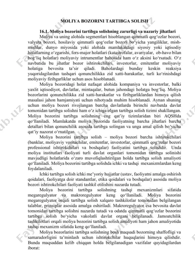 moliya bozorini tartibga solish — DOCX