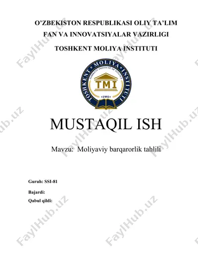 moliyaviy barqarorlik tahlili — DOCX