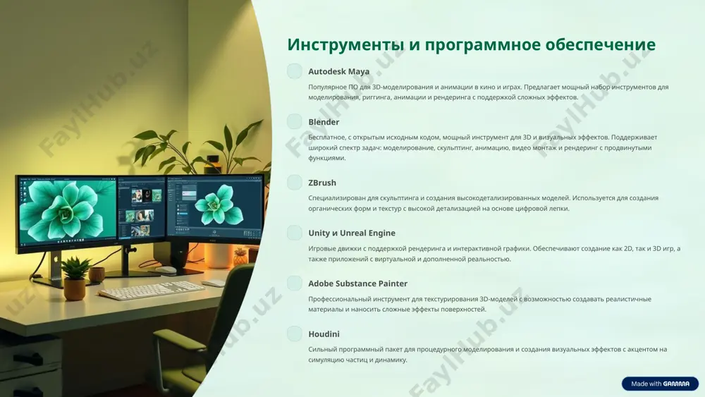и их взаимодействия с поверхностями. это включает в себя расчёт интенсивности, цвета и распределения света, учитывая как прямое освещение от источников, так и рассеянное светорассеяние для создания реалистичной атмосферы. помимо традиционных источников света, в фотореализме используются методы имитации окружающего освещения, такие как глобальное освещение (global illumination), которые помогают максимально приближать изображение к реальным условиям освещённости. тени и отражения использование глобального освещения и отражений для глубины и реализма. тени не должны быть резкими и однообразными — их мягкость, рассеивание и цвет зависят от формы и материала объектов, а также от особенностей источников света. отражения на поверхностях учитывают не только прямые отражения, но и зеркальные, а также преломления света через прозрачные и полупрозрачные материалы, что придаёт изображениям высокую степень реалистичности и объёмности. текстуры и материалы создание сложных материалов с шероховатостью, прозрачностью и преломлением света. каждый материал моделируется с учётом микрогеометрии поверхности, что позволяет реализовать эффекты, такие как блеск, матовость, металлический или диэлектрический …
