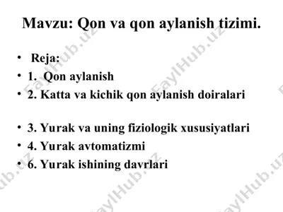 qon va qon aylanish tizimi — PPT