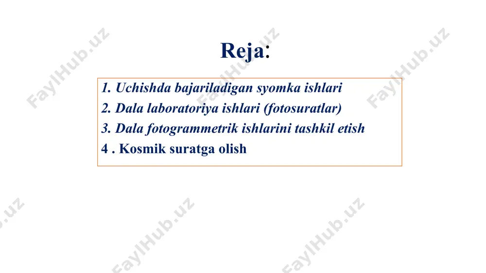 agi geometriya chiziqli texnologiyaga qaraganda ma'lum va qat'iy belgilangan, unda piksel o'lchamlariga qarab tashuvchining tezligi o'zgaradi. matritsali texnologiyaning hozirgi muammosi shundaki, katta matritsali massivlarni ishlab chiqarish qiyin. shuning uchun ular birlashadi: 4 tadan katta katakchalar yasang kichik o'lchamdagi bir nechta. masalan, to'rt ob'ektiv to'rtta alohida tasvirni yaratadi, ular markaziy proyeksiyaga aylanadi va avtomatik ravishda o‘zgaradi va bunday tasvirlar mavjud analitik dasturlarga muvofiq qayta ishlanadi. raqamli aerofotosuratlar shuningdek, parvozda yozilgan tashqi yo'nalish elementlari (chiziqli - xs, ys, zs - suratga olish markazining koordinatalari; burchak - , ,  - kameraning koordinata o'qlariga nisbatan yo'nalishi)da bo‘ladi. markaziy dizayn qonunlariga muvofiq bu yerning tasvirini yaratadi, havo manfiy (aerofoto) qiymatlari burchak bilan aniqlanadigan bir qancha buzilishlarni o'z ichiga oladi va aerokameraning optik o'qining qiyaligi va yerning tebranishi o‘zgaruvchan bo‘ladi. bu buzilishlarni bartaraf etish ularni fotogrammetrik qayta ishlash jarayoni, xususan fotografik yoki raqamli transformatsiya deb nomlanadi. kosmik suratga olish zamonaviy dunyoda yerni masofadan zondlash tizimlarining …