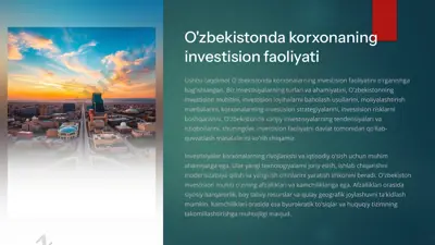 o'zbekistonda korxonaning investision faoliyati — PPTX