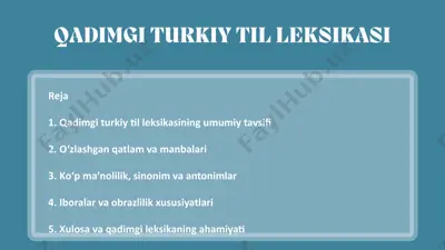 qadimgi turkiy til leksikasi — PPTX
