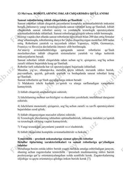 sanoat robotlari — DOCX