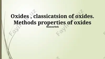 oxides: classification, properties, and synthesis methods — PPTX