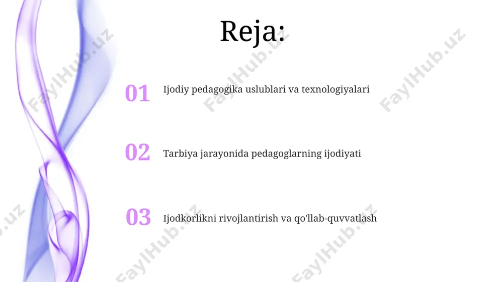 's taksonomiyasi") va toshkent shahridagi 3 ta maktabdagi amaliy tajribalar shuni ko'rsatadiki, ijodiy pedagogik uslublar bolalarda mustaqil fikrlash va muammo hal qilish ko'nikmalarini rivojlantiradi. ijodkorlikni rivojlantirish usullari ijodkorlikni rivojlantirishda 5-10 yoshli bolalar uchun lego konstruktorlari yordamida samarqanddagi maktablarda o‘tkazilgan amaliy mashg‘ulotlar ijobiy natijalar berdi, bolalarning fazoviy tafakkuri va muammolarni yechish qobiliyatini 20% ga oshirdi. surxondaryo viloyatining qishloq maktablarida o‘tkazilgan tadqiqotlar shuni ko‘rsatdiki, tabiat bilan bevosita aloqa va 3-4 kishilik guruhlarda ekologik loyihalar ustida ishlash bolalarning ijodkorlik darajasini 15% ga oshiradi. interfaol o’quv uslublari va ijodkorlik aqshning massachusets shtatining ta'lim tizimidagi tajribalar shuni tasdiqlaydiki, interfaol o'quv uslublarining samaradorligi, ayniqsa, 10-12 yoshli o'quvchilarda, ijodiy loyihalar sonining 15% ga ko'payishi bilan bog'liq. 2022-yilda toshkent shahridagi ta'lim muassasalarida o'tkazilgan tadqiqotlar shuni ko'rsatdiki, 30 dan ortiq interfaol uslublarning qo'llanilishi o'quvchilarning mustaqil fikrlash va ijodkorlik qobiliyatlarini rivojlantirishga ijobiy ta'sir ko'rsatadi. kelajakdagi istiqbollar va yangi yondashuvlar 2025 йилга бориб, ўзбекистондаги 50 та етакчи мактабда stem йўналиши бўйича …