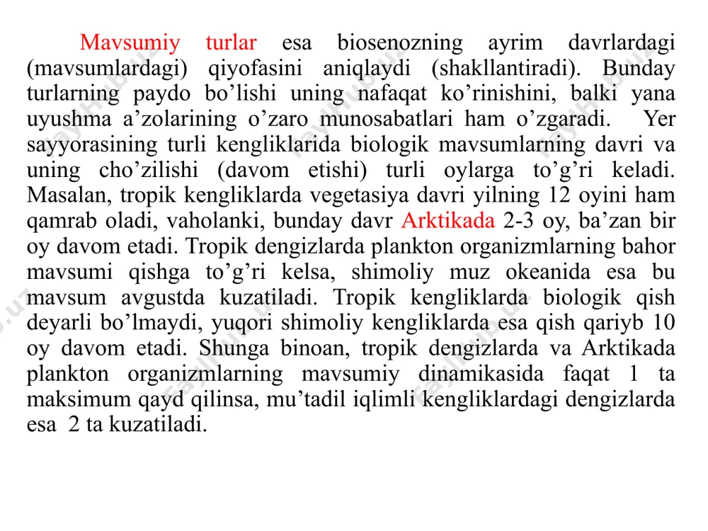 a o’tchil begona o’simliklarni bosib, uning o’rniga yo’sin va boshqa turli o’tlarni paydo bo’lishiga sababchi bo’ladi. qayin va tog’ terak yosh daraxtlari asosiy ignabargli daraxtlarning o’sishiga to’siq bo’lib turadi. bu esa ignabargli daraxtlar o’rmoni o’rniga tog’ terak va qayinli o’rmon paydo bo’ladi. ayrim hollarda ularga ignabargli daraxtlar ham aralashgan bo’ladi. qayin va tog’ terak daraxtlarining yoshi 10 -20 yillik bo’lgandan so’ng, daraxtlar oralig’ida siyraklashish va nisbatan yorishish paydo bo’lgandan keyin ignabargli daraxtlarning rivojlanishi uchun sharoit paydo bo’ladi. ignabargli daraxtlarning o’sib borishi esa yorug’lik sevuvchi daraxtlar turlari (qayin, tog’ terak va tilog’ochli daraxtlar) siqib chiqariladi va uzoq davom etgan jarayondan so’ng ignabargli daraxtlardan tashkil topgan o’rmon tiklanadi. bu jarayonga parallel ravishda hayvonlar ham o’zgarib boradi, ya’ni tarkib oldin “begona-yaylov” o’simliklarga mos hayvon turlari, buta o’simliklariga mos hayvonlar, qayin va tog’ terakka moslashgan hayvonlar va nihoyat ignabargli o’rmonga moslashgan hayvonlar faunasi paydo bo’ladi. hayvonlar faunasi “qayin va tog’ terak” fazasida ancha kambag’al …