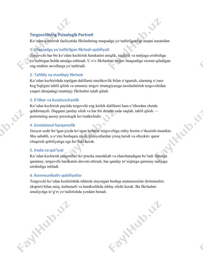 tergovchining psixologik portreti — DOCX