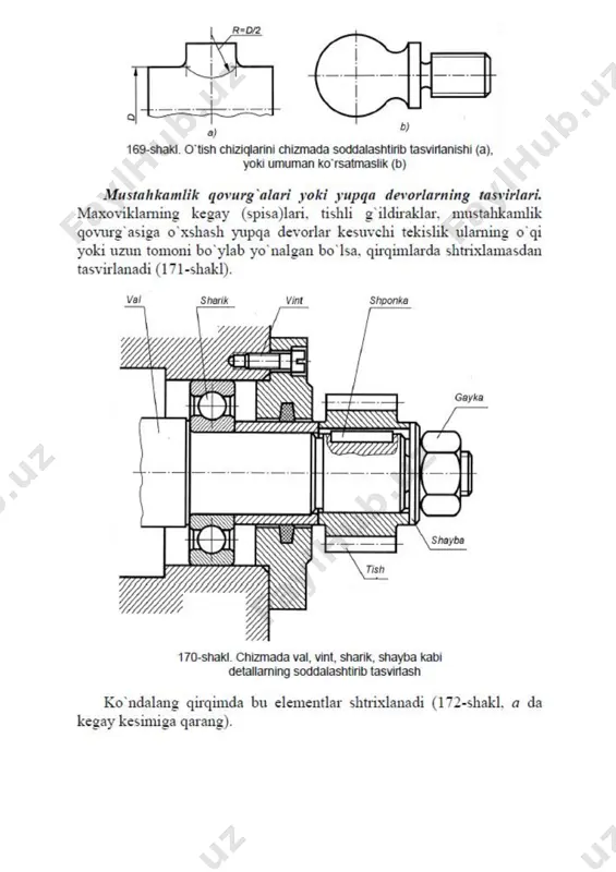 simmetrik shakllarni tasvirlash chizmalarini bajarishda shartlilik va soddalashtirishlar - Page 5