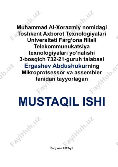 mustaqil ish: manzillash rejimlari — DOCX