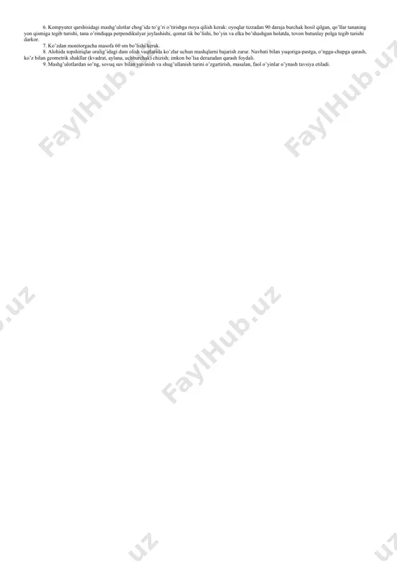 irish, xulosa chiqarish, o’z harakatlarini tuzatishni o’rganadi. 4. bolaning ruhiy rivojlanishi maktabgacha ta’limda kompyuter dasturlari vositasida muvaffaqiyatga erishish, shuningdek, bolaning ijtimoiylashuviga ham ko’maklashadi. garchi vazifalarni bajarishda bola tengdoshlari bilan o’zaro muomalada bo’lmasa-da, vazifani bajarishda muvaffaqiyatga erishish va bilim darajasini oshirish o’ziga ishonchni rivojlantiradi, o’zini baholash, atrofdagilar bilan o’z taassurotlari va natijalarini o’rtoqlashish istagini oshiradi. maktabgacha yoshdagi bola uchun onlayn-kursni qanday qilib to’g’ri tanlash mumkin? 1. onlayn-kurs mtt davlat ta’lim dasturida belgilangan bolalarni maktabga tayyorlash 1 yillik majburiy tayyorlash bo’yicha, o’zbekiston respublikasining erta yoshdagi va maktabgacha yoshdagi bolalarni rivojlantirish bo’yicha davlat talablariga muvofiq talablar va tarkibiy me’yorlariga mos kelishi kerak. 2. onlayn-kurs vazifalari yosh imkoniyatlari va maktabgacha yoshdagi bolaning o’ziga xosliklariga muvofiq bo’lishi, mavzulari o’zaro bog’liq bo’lishi va oson tushinarli bo’lishi darkor. 3. har bir vazifani bajarishga, maktabga tayyorlov guruhlarida aktdan foydalanish me’yorlariga muvofiq, kuniga 15-20 daqiqa vaqt ajratiladi. 4. kurs vazifasi turli darajadagi murakkablikda bo’lishi hamda har bir maktabgacha yoshdagi …