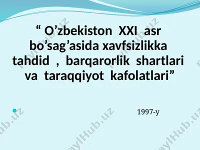 xavfsizlik, barqarorlik va taraqqiyot folatlari — PPTX