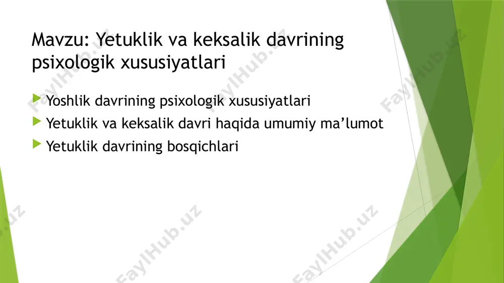 yetuklik va keksalik davrining psixologik xususiyatlari - Page 2