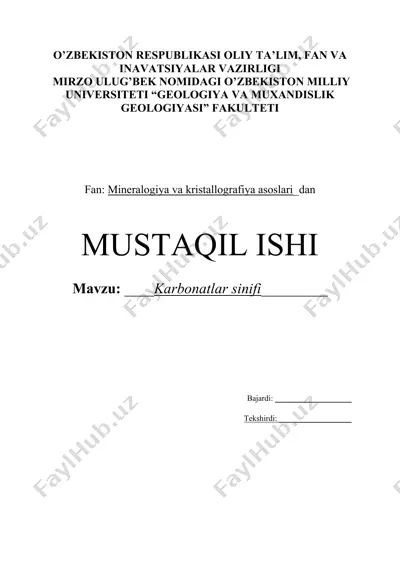 karbonatlar sinifi — DOCX