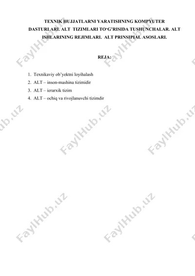 texnikaviy ob'yektni loyihalash — DOCX