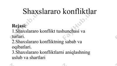 shaxslararo konfliktlar — PPTX