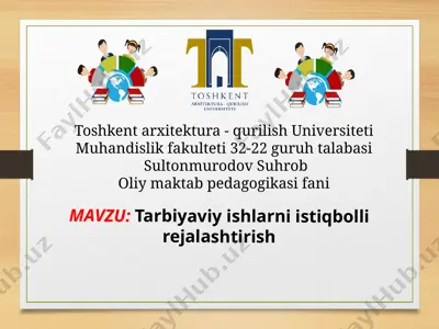 tarbiyaviy ishlarni istiqbolli rejalashtirish — PPTX