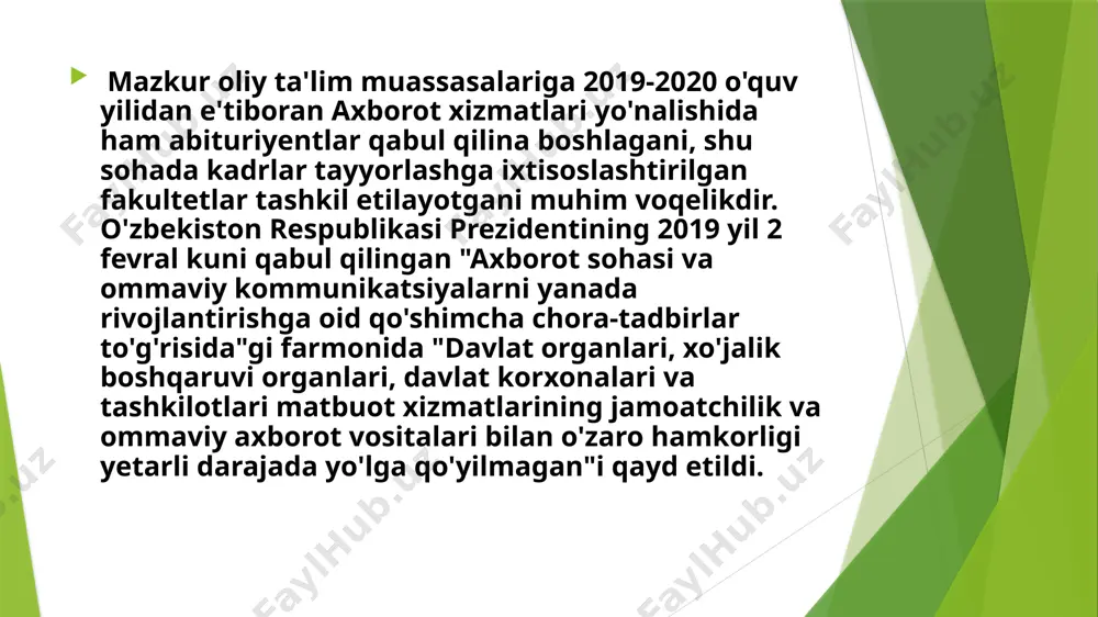o'zbekiston respublikasida ommaviy axborot vositalarining faoliyati - Page 5