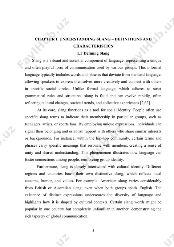 ed in educational settings, where students from diverse backgrounds may struggle to communicate effectively if they do not share a common slang vocabulary [3,162]. another notable characteristic of slang is its temporary nature. many slang terms are fleeting, rising to popularity and then fading away as cultural trends change. a word that is in vogue today may become obsolete in a short time, often replaced by new expressions that better capture the current zeitgeist. for instance, slang terms associated with technology and social media evolve rapidly, as young people create new ways to communicate in digital spaces. this fluidity adds an exciting dimension to the study of slang, as researchers must constantly adapt to keep up with emerging trends. in addition, the influence of technology cannot be overlooked when discussing the evolution of slang. the rise of social media platforms has given birth to new forms of expression, such as …