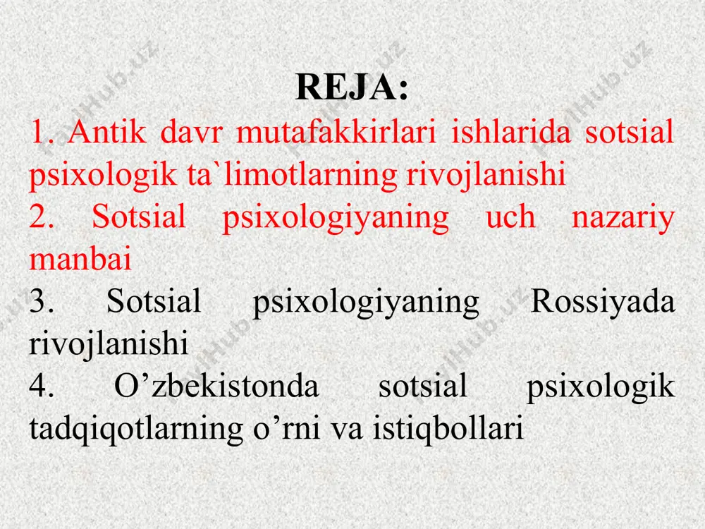 l o’ynaydi, deb hisoblashsa (e.arkin, i.aryamov, va boshqalar), sotsiologik yoki sotsiogenetik nazariyotchilar bu borada sotsial muhit rolini nihoyatda ortiq ekanligini himoya qilib chiqdilar. (s.molojaviy. a. zalkind va boshqalar). 7 30-yillarda a.s.makarenko, a.zalujniy, l.s.vigotskiy, n.k.krupskaya va boshqa qator olimlar o`z nazariy qarashlarini marksizm bilan bevosita bog’lab, jamoa va shaxs nazariyasini yaratdilar. ular shaxsning shakllanishida sotsial muhitning, jamoaning rolini, ta`lim tarbiyaning ahamiyatini isbotlashga urindilar. lekin, 40-60 yillar sotsial psixologiya taraqqiyotida nisbatan sokinlik davri bo`ldi. chunki psixologiya sohasida olib borilgan tadqiqotlar ichida sotsial psixologik tadqiqotlar yo`q hisob edi. bu fan rossiyada va boshqa sobiq ittifoqdosh davlatlarda 70-yillardan keyin keskin rivojlana boshladi. 8 bunda moskvalik va leningradlik (hozirgi sankt-peterburg) olimlar maktabi katta rol o’ynadi. agar moskva shahrida asosan sotsial psixologiya bo’yicha fundamental nazariy tadqiqotlar ko`plab o’tkazilib, unda hozirgi zamon sotsial psixologik tadqiqotlarning empirik qonunlari asoslari ishlab chiqilgan bo`lsa, sankt-peterburgda ko`proq tadbiqiy ilmiy tadqiqot ishlar olib borildiki, ular birgalikda minglab yosh sotsial psixologlar avlodini tarbiyalab …