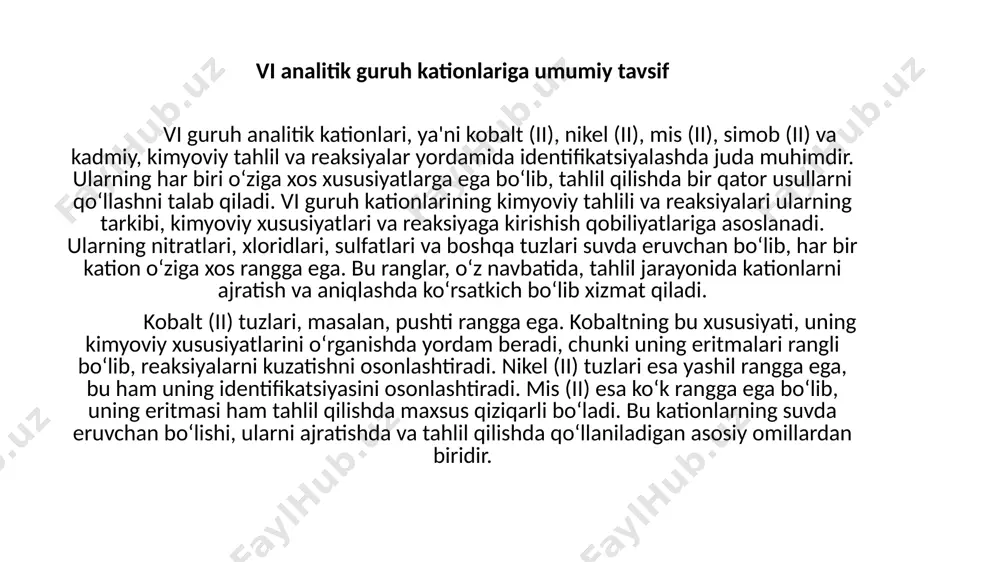 vi analitik guruh kationlarining umumiy tavsifi va guruh reagent ta’siri - Page 4