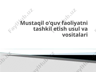 mustaqil o'quv faoliyatini tashkil etish usullari — PPTX