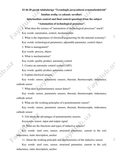 "automation of technological processes" — DOCX