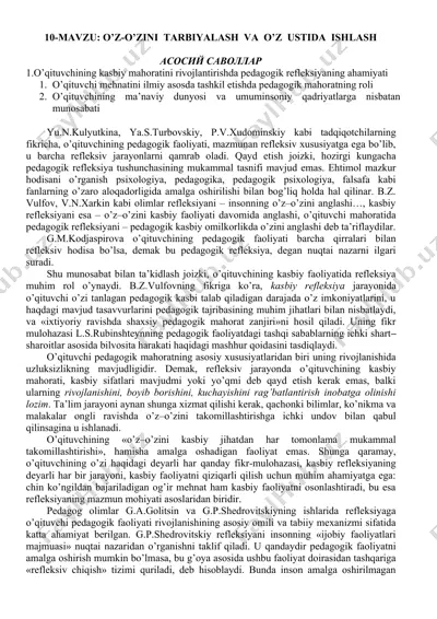o’z-o’zini tarbiyalash va o’z ustida ishlash — DOCX