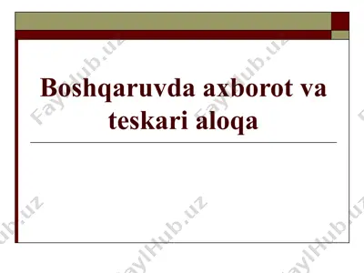 boshqaruvda axborot va teskari aloqa — PPT
